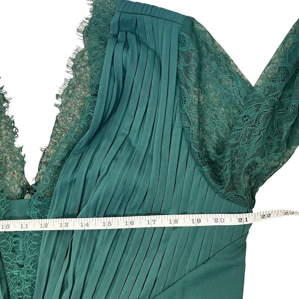 Asos Curve New Sz 16 Pleated Maxi Dress with Lace Sleeves Bridesmaid Deep Green - Picture 16 of 16